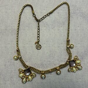 Erica Lyons vintage statement necklace. Gold and purple necklace